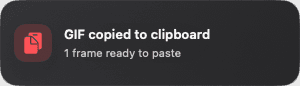 Gifnex clipboard export confirmation toast